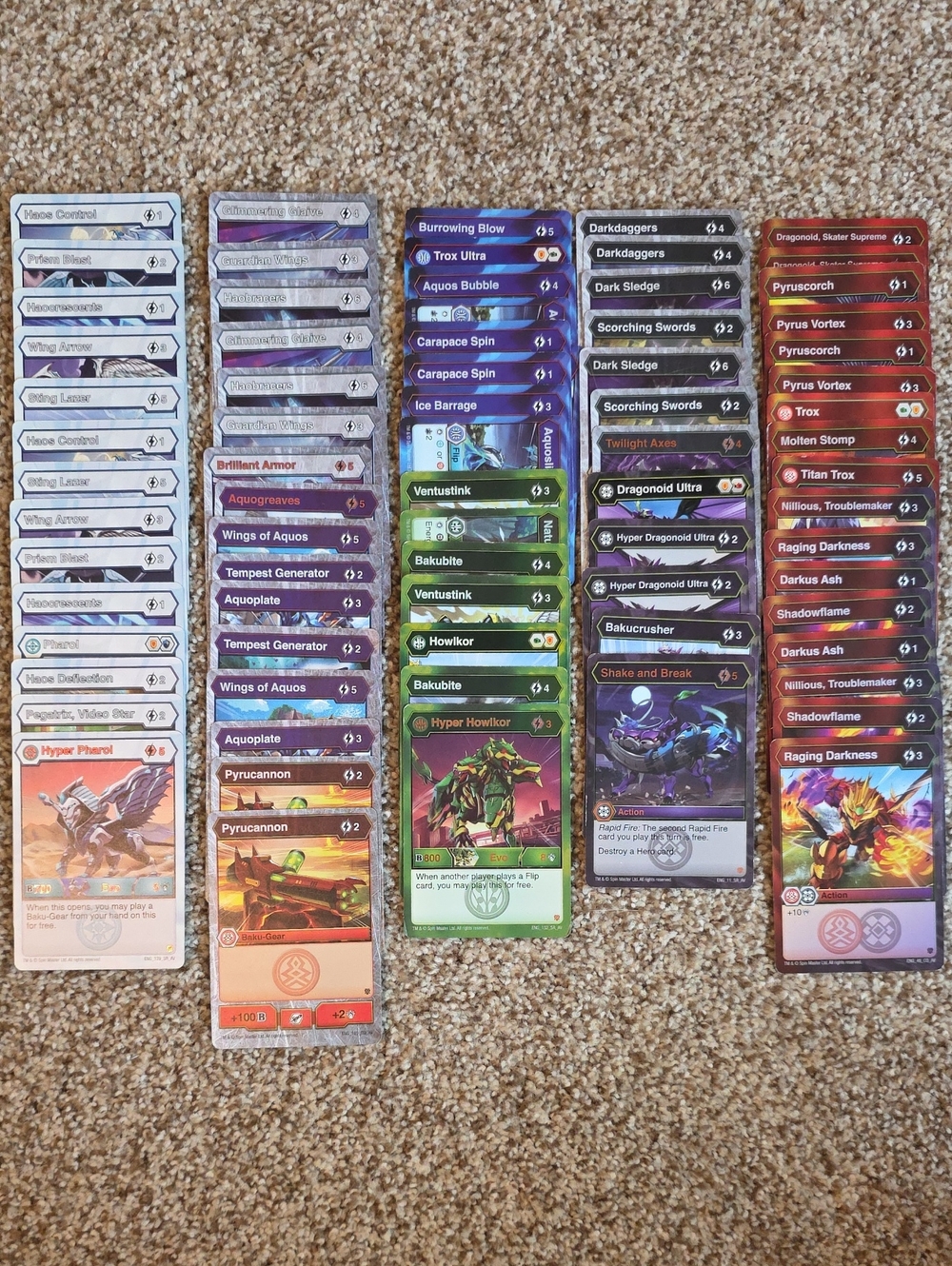 Bakugan Card Game Assorted Card Lot - 70+ Cards
